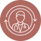 An illustrated icon of a healthcare professional with a stethoscope, featuring a circular arrow design.