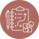 An illustration featuring a clipboard with a pencil, a flowchart, and puzzle pieces.